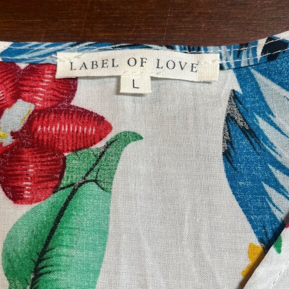 Tropical Rayon Floral Button Midi Dress Size Large Vacation Resort Boho Beachy - Picture 12 of 12